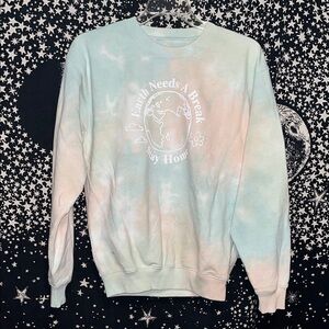 Tie-Dye Pastel 'Earth Needs A Break' Crewneck Sweatshirt